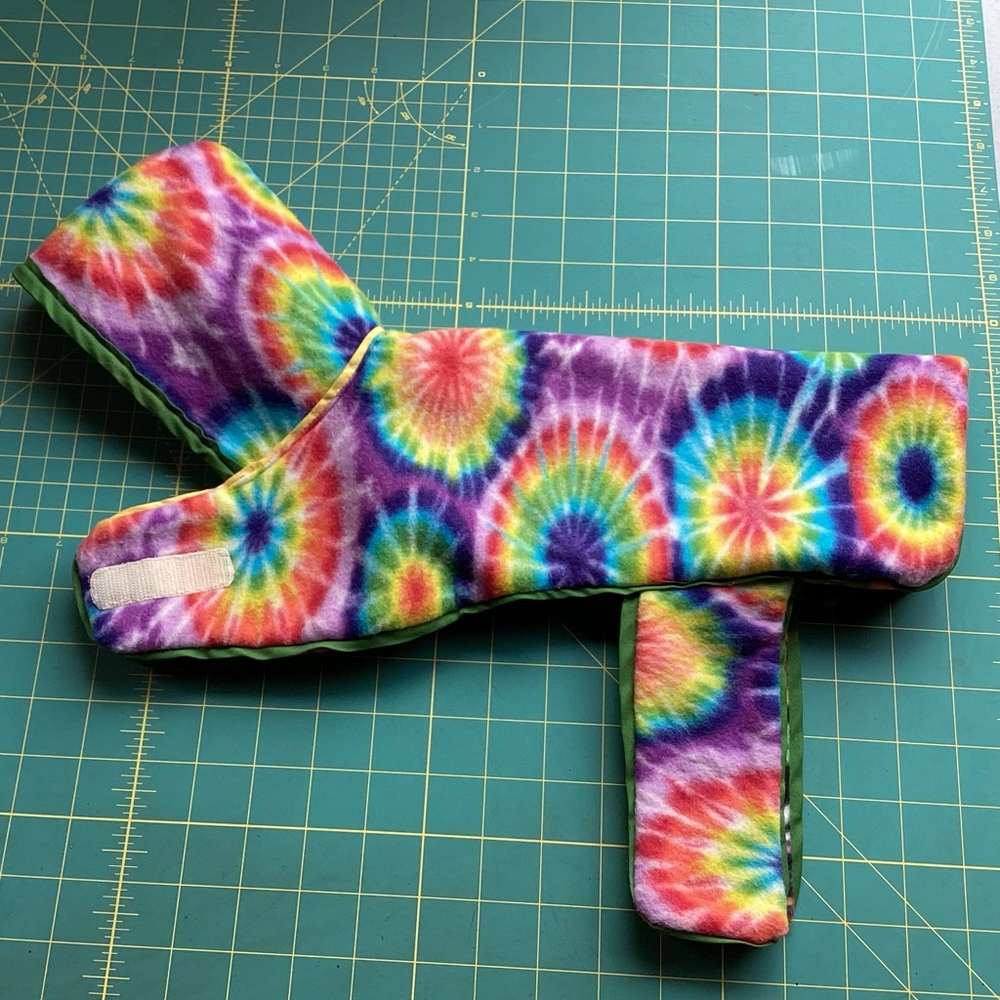 🎃 Hippie Halloween Handcrafted Reversible Sm Dog Fleece Hoodie Tie Dye Costume